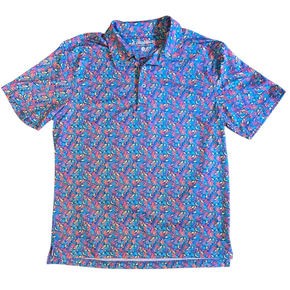 CHUBBIES Performance Polo Tropical Floral Stretch Short Sleeve Men’s Small